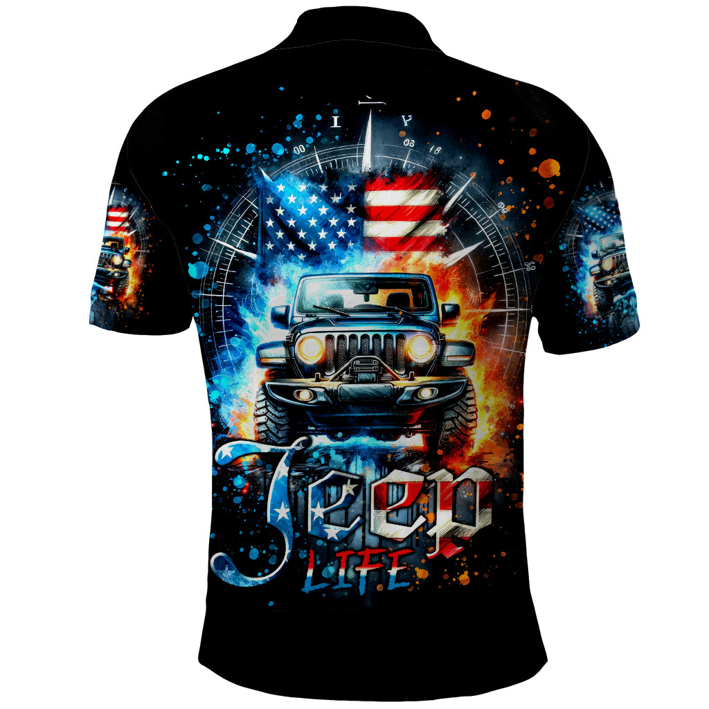 Fire Jeep Polo Shirt American Jeep Life