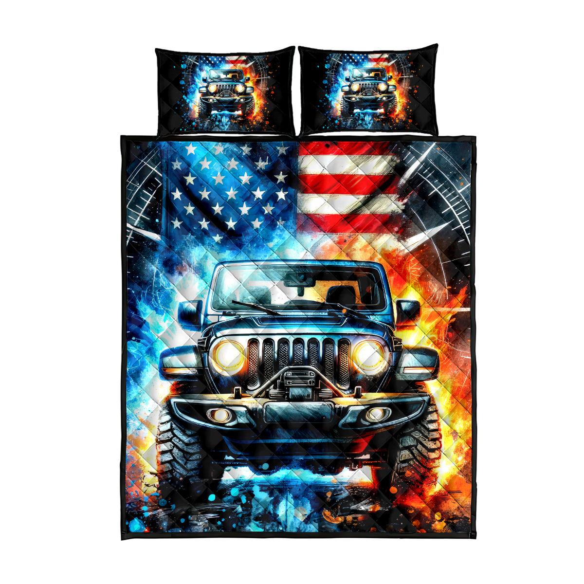 Fire Jeep Quilt Bed Set American Jeep Life