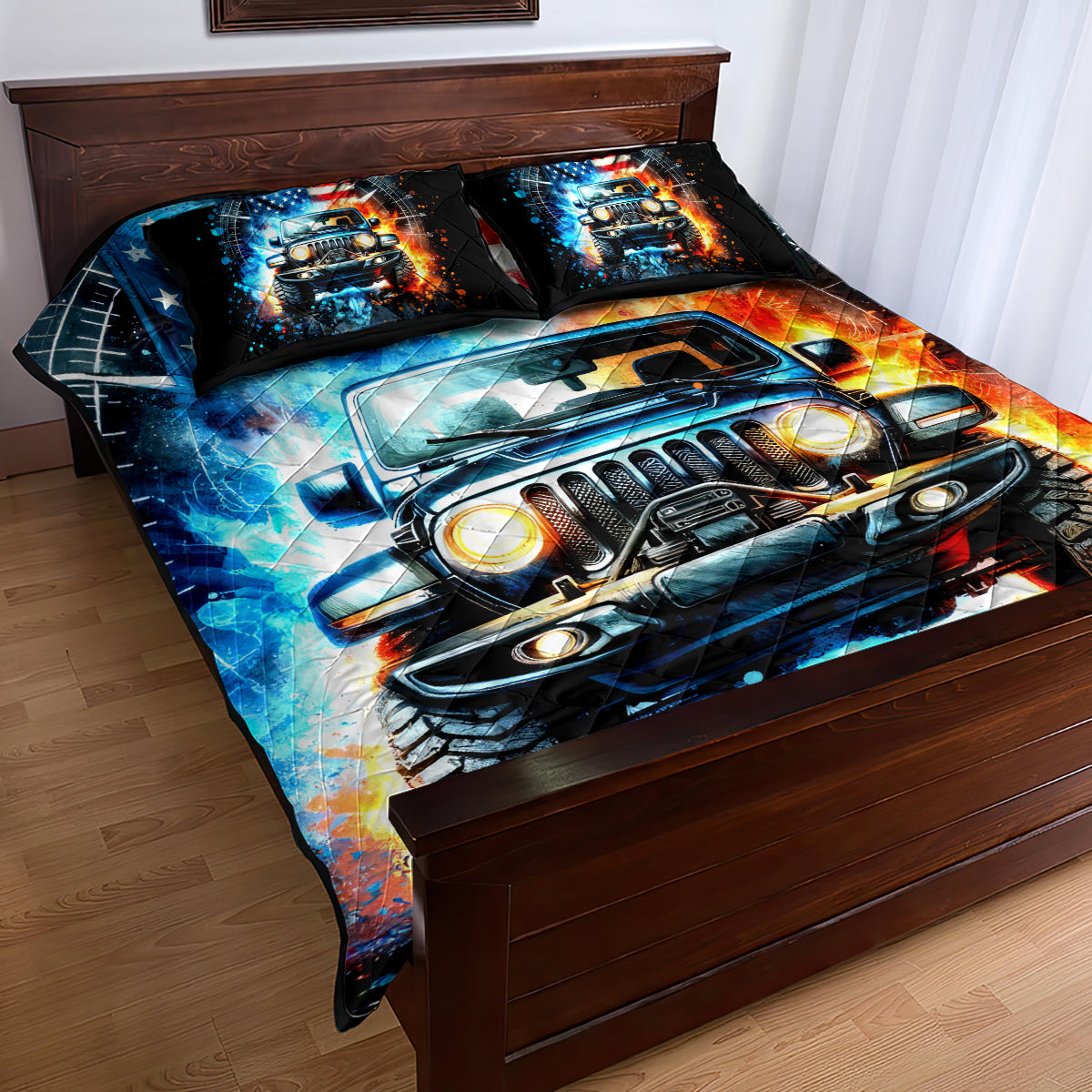 Fire Jeep Quilt Bed Set American Jeep Life