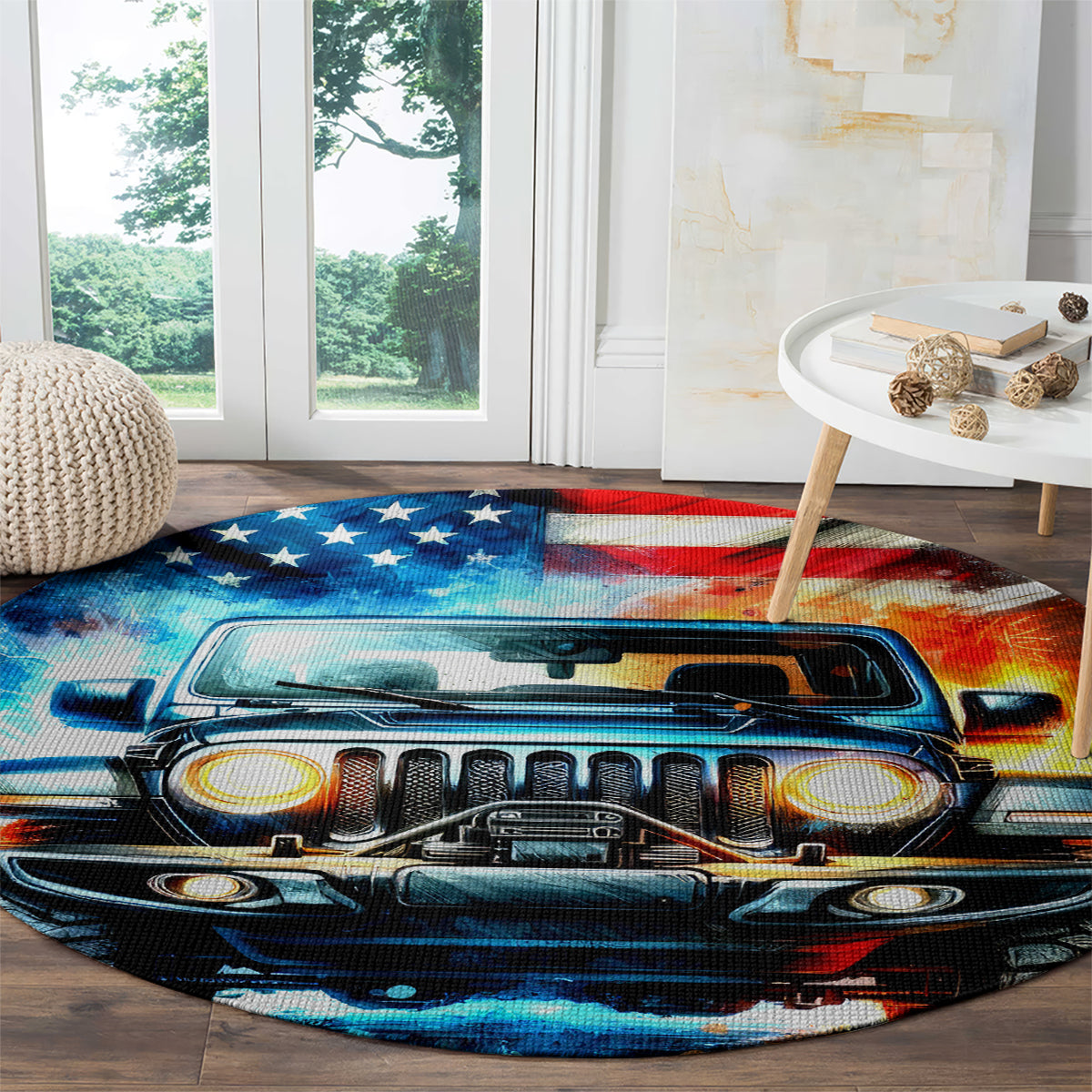 Fire Jeep Round Carpet American Jeep Life