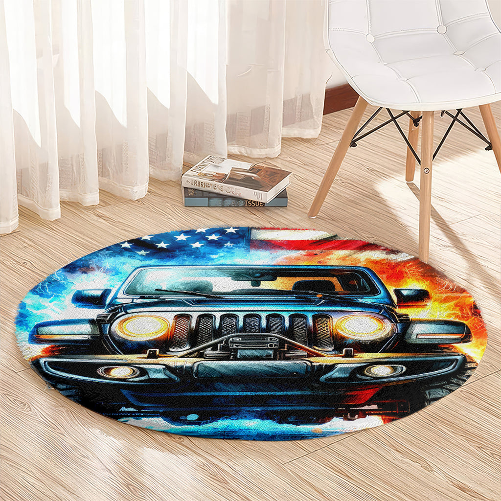 Fire Jeep Round Carpet American Jeep Life