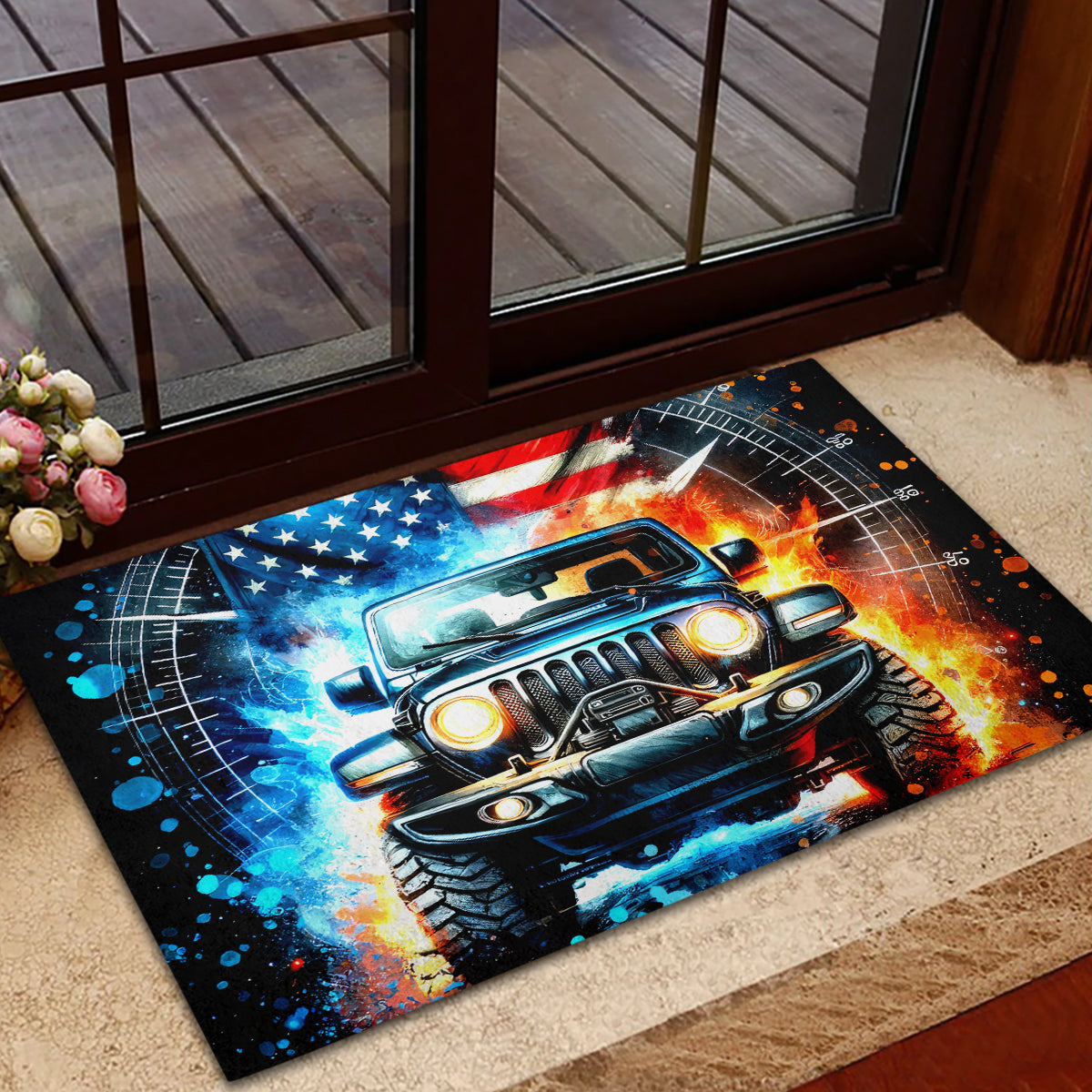 Fire Jeep Rubber Doormat American Jeep Life