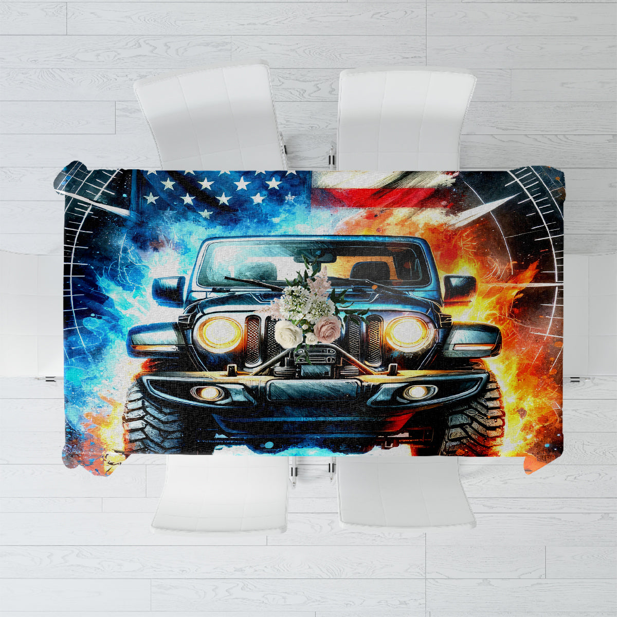 Fire Jeep Tablecloth American Jeep Life