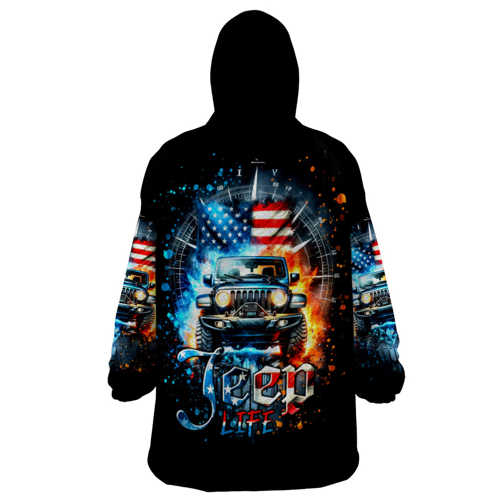 Fire Jeep Wearable Blanket Hoodie American Jeep Life