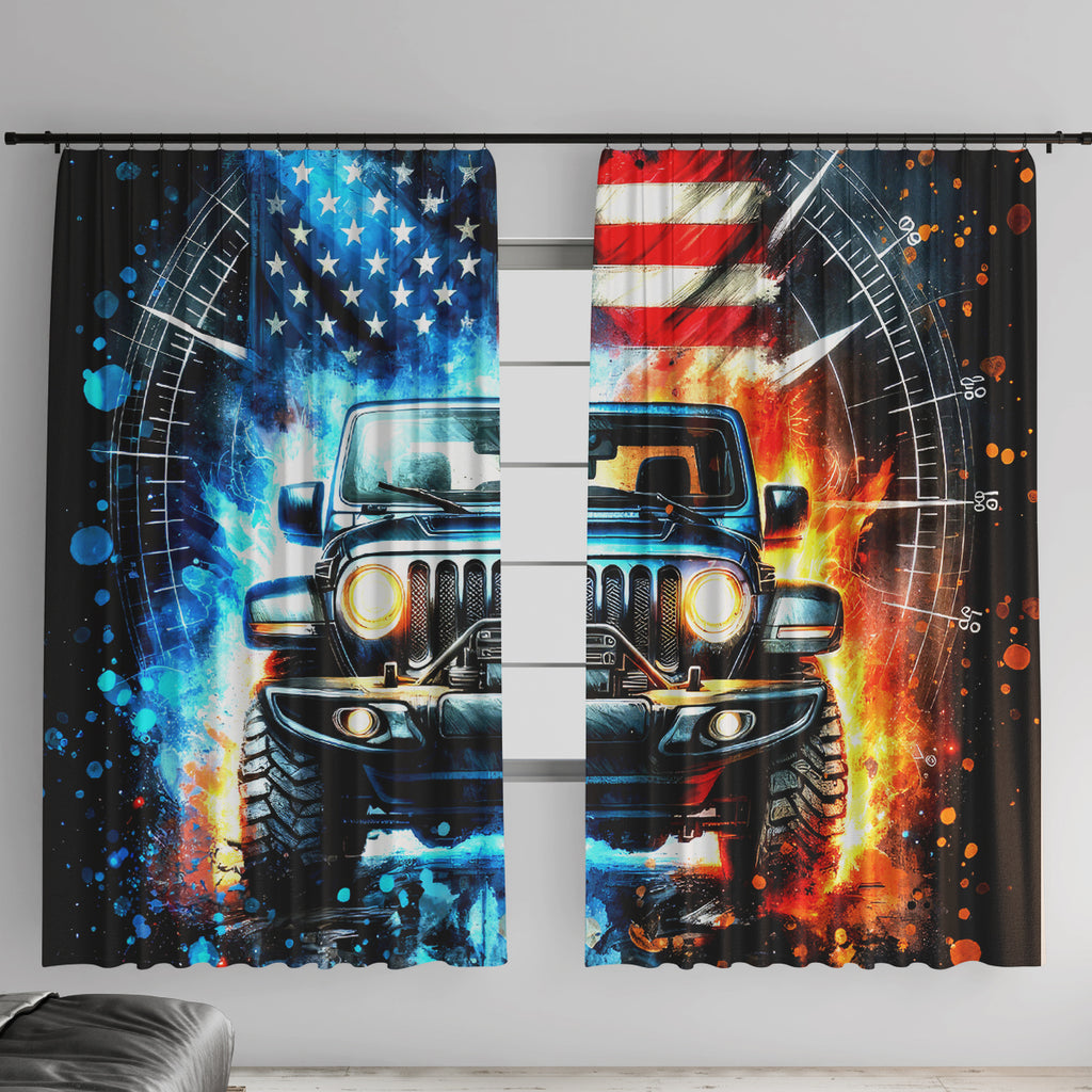 Fire Jeep Window Curtain American Jeep Life