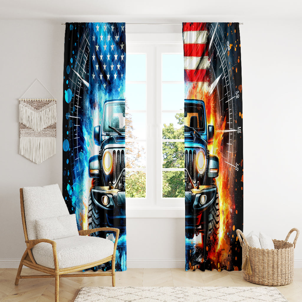 Fire Jeep Window Curtain American Jeep Life