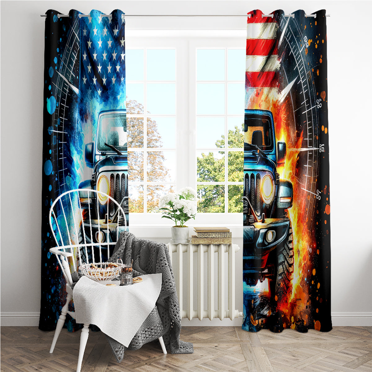 Fire Jeep Window Curtain American Jeep Life