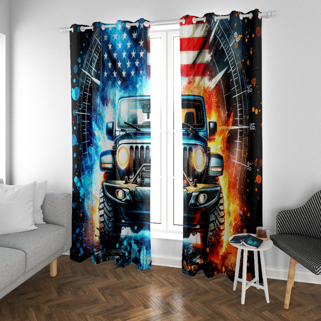 Fire Jeep Window Curtain American Jeep Life