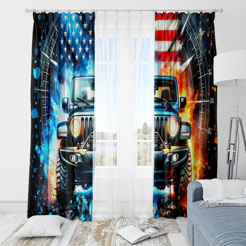 Fire Jeep Window Curtain American Jeep Life