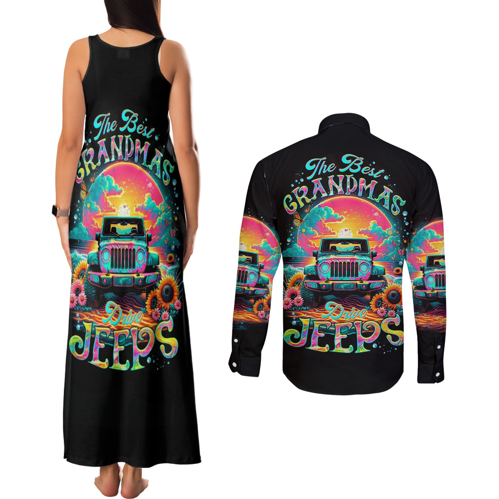 Beach Jeep Couples Matching Tank Maxi Dress and Long Sleeve Button Shirt The Best Grandmas Drive Jeeps