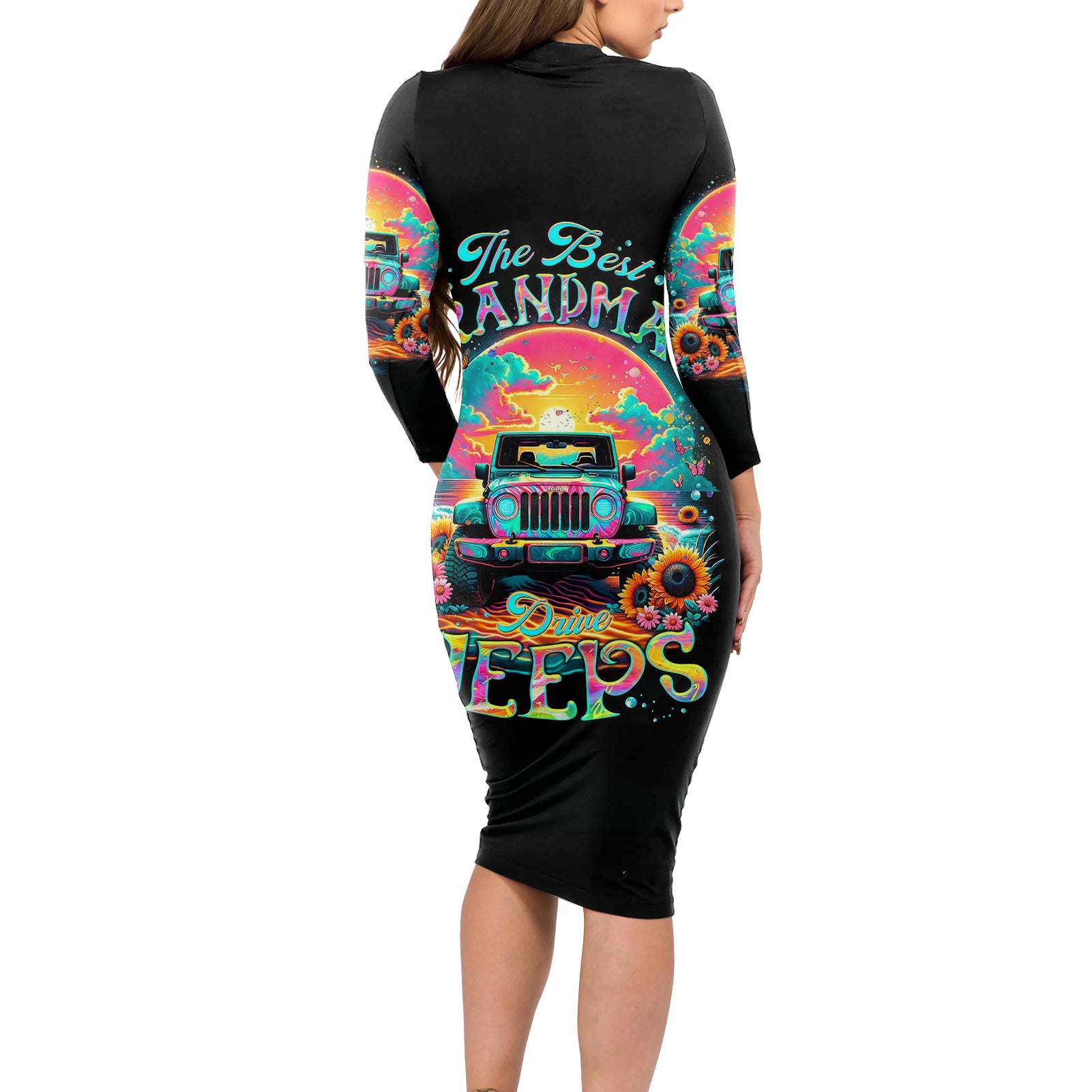 Beach Jeep Long Sleeve Bodycon Dress The Best Grandmas Drive Jeeps