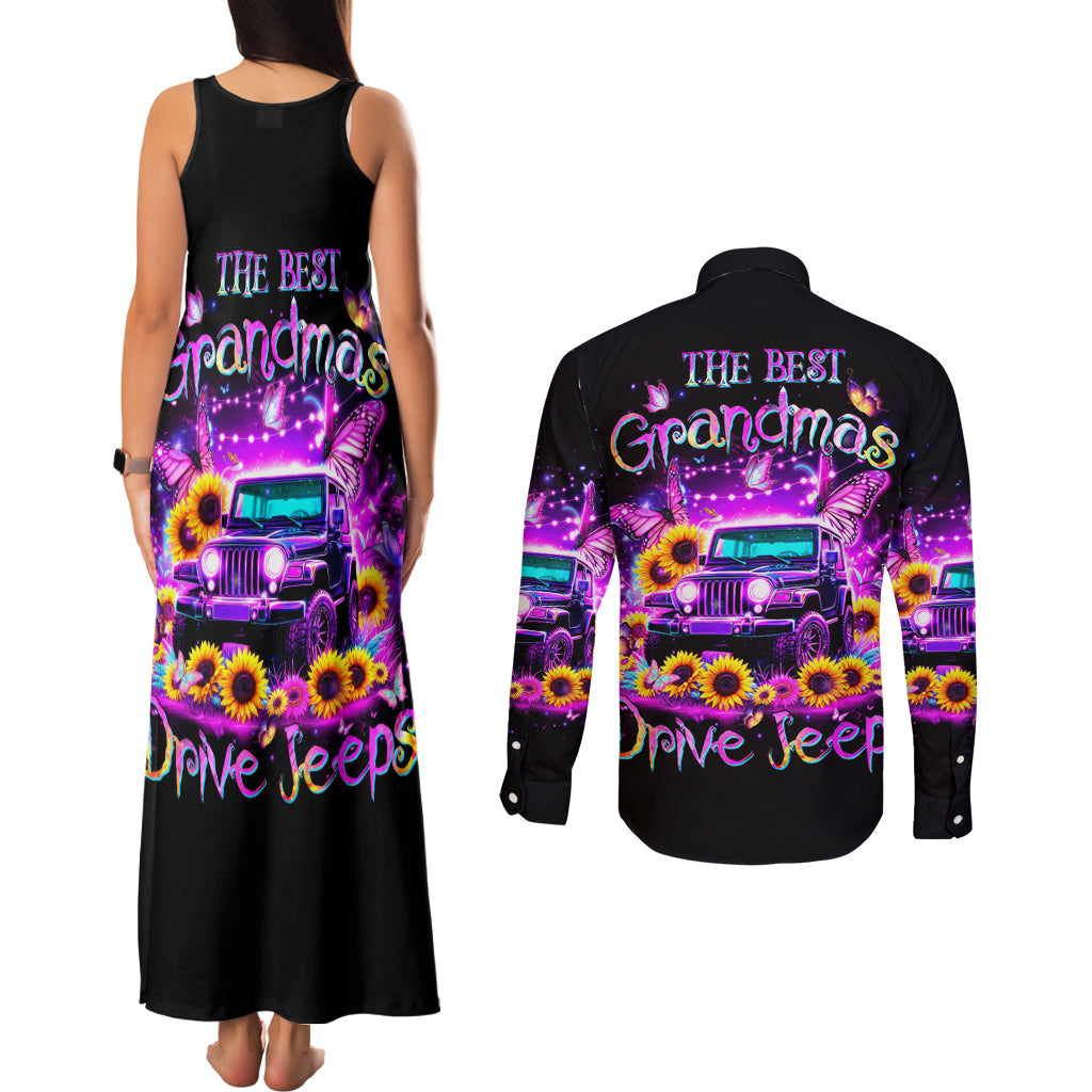 Buffterfly Jeep Couples Matching Tank Maxi Dress and Long Sleeve Button Shirt The Best Grandmas Drive Jeeps