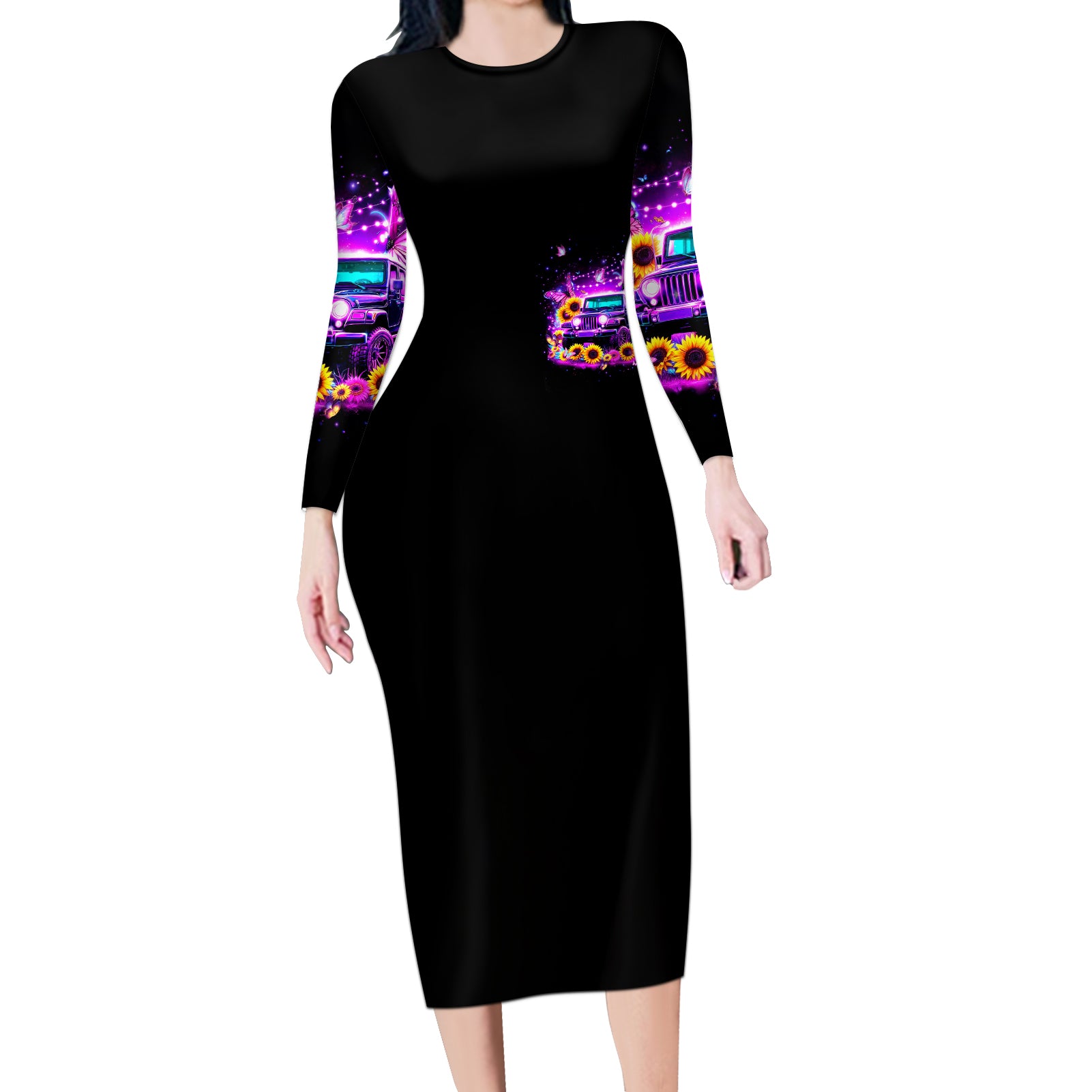 Buffterfly Jeep Long Sleeve Bodycon Dress The Best Grandmas Drive Jeeps