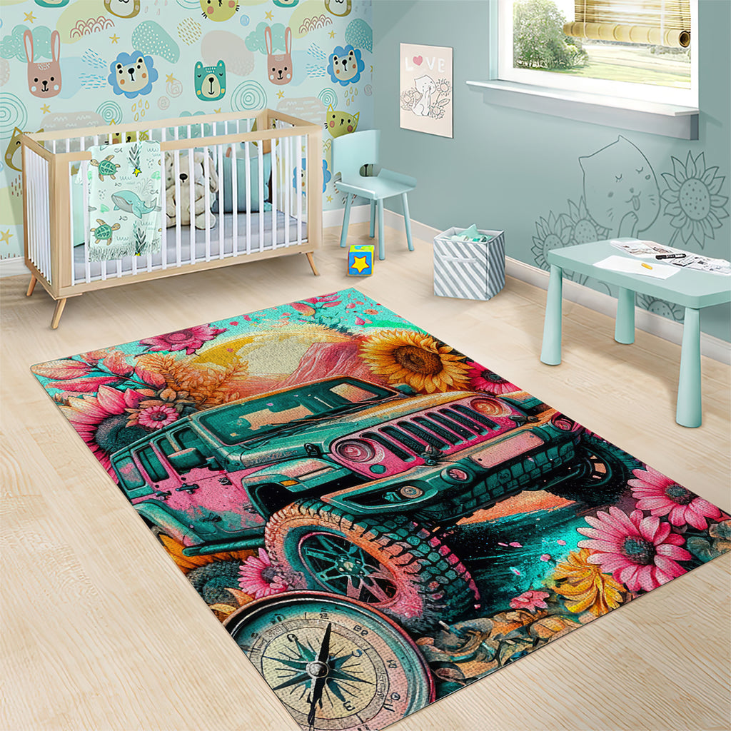 Flower Jeep Area Rug The Best Moms Drive Jeeps