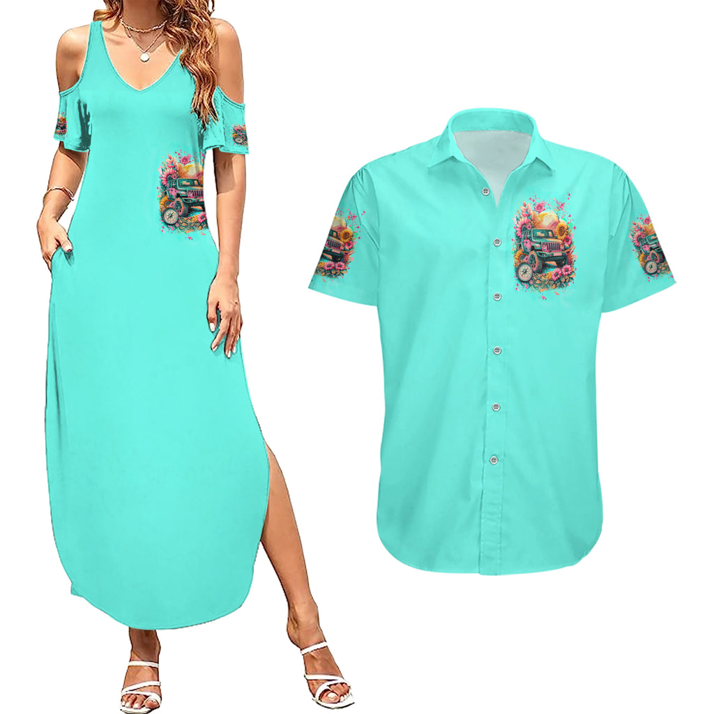 Flower Jeep Couples Matching Summer Maxi Dress and Hawaiian Shirt The Best Moms Drive Jeeps