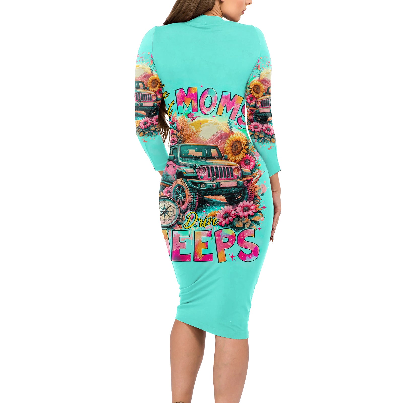 Flower Jeep Long Sleeve Bodycon Dress The Best Moms Drive Jeeps