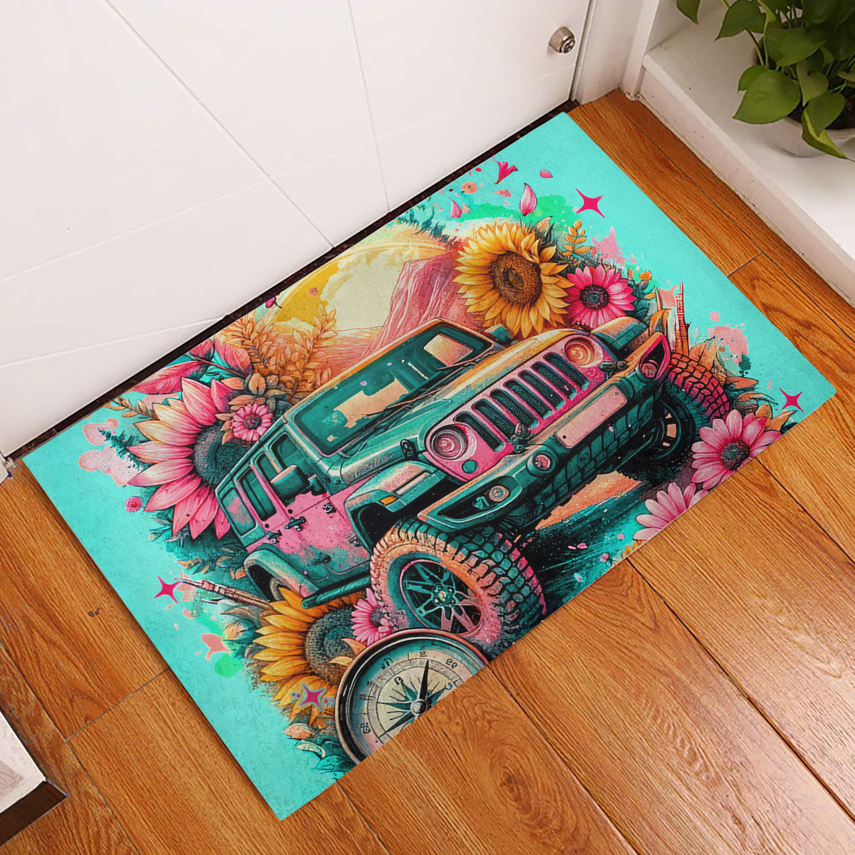 Flower Jeep Rubber Doormat The Best Moms Drive Jeeps