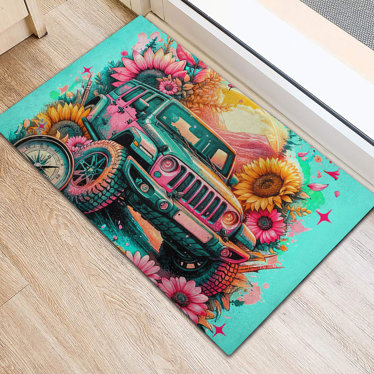 Flower Jeep Rubber Doormat The Best Moms Drive Jeeps