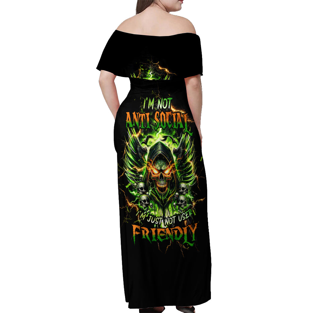 Doule Skull Off Shoulder Maxi Dress Angel To Some Demon To Most