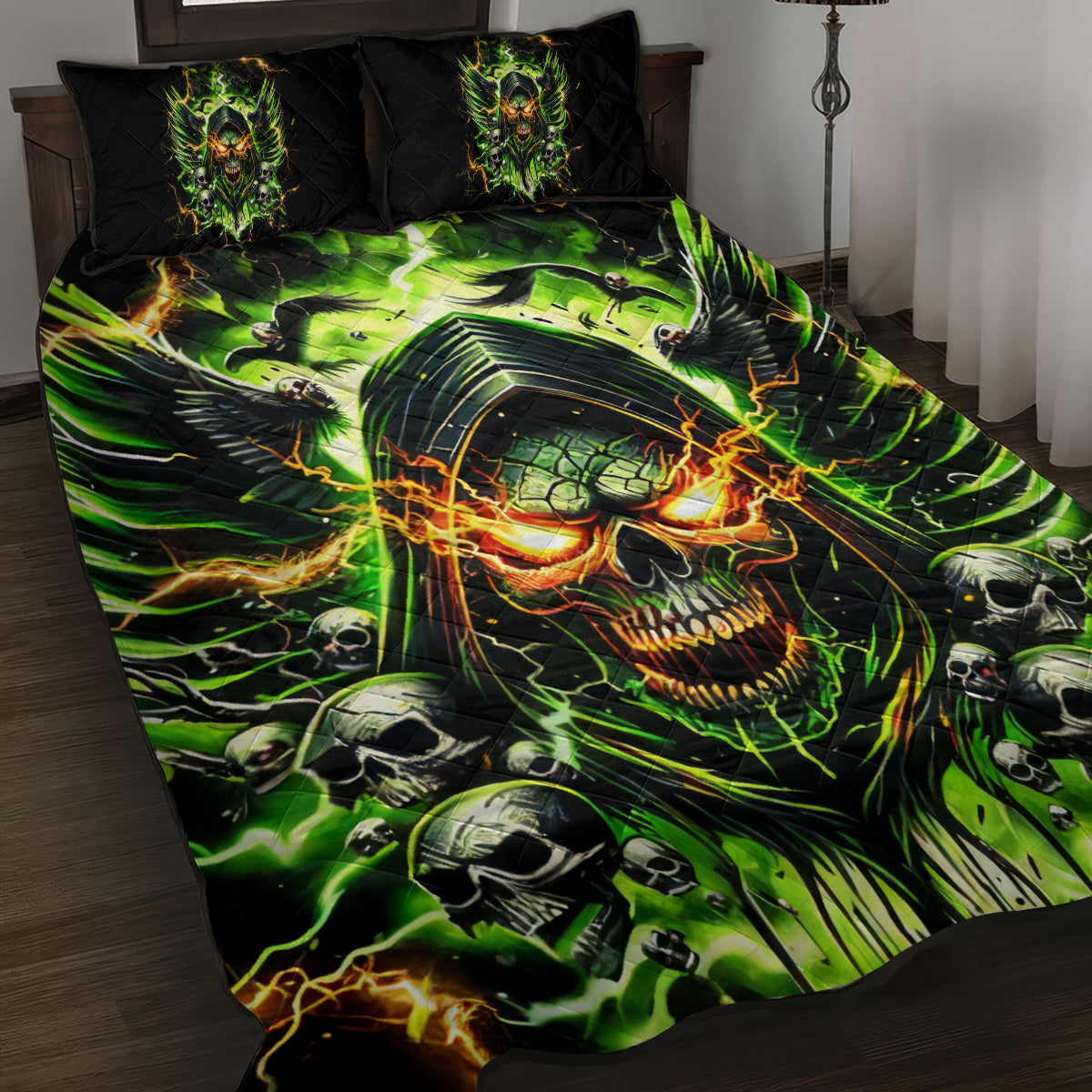 Doule Skull Quilt Bed Set Angel To Some Demon To Most