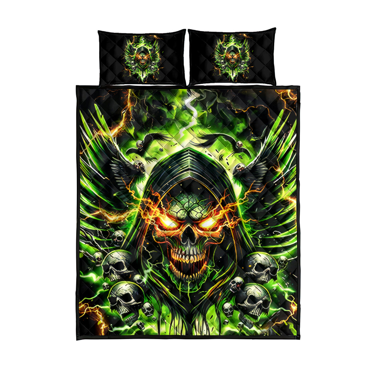 Doule Skull Quilt Bed Set Angel To Some Demon To Most