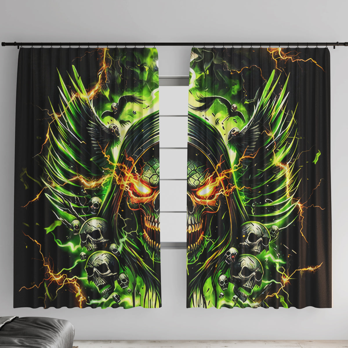Doule Skull Window Curtain Angel To Some Demon To Most