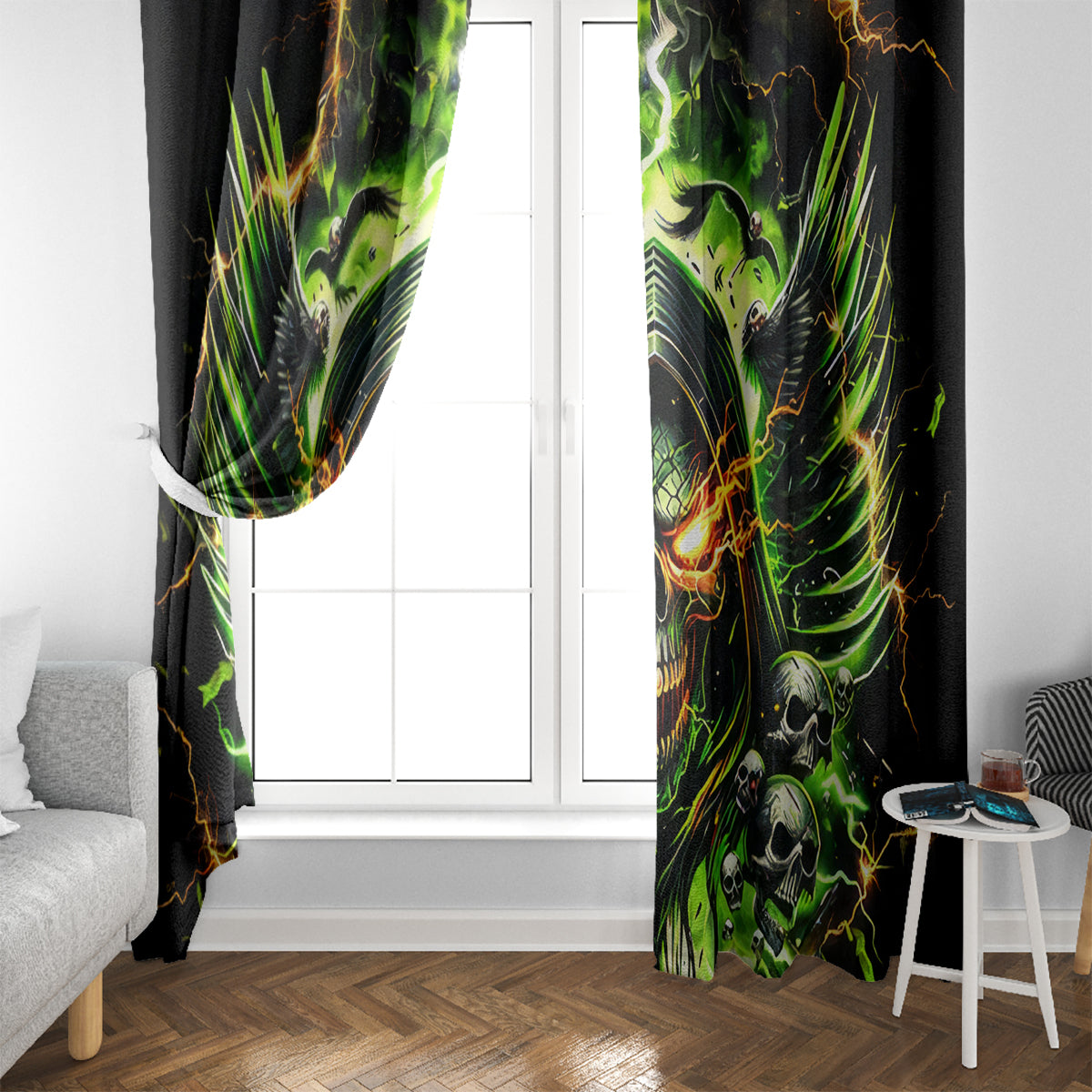 Doule Skull Window Curtain Angel To Some Demon To Most