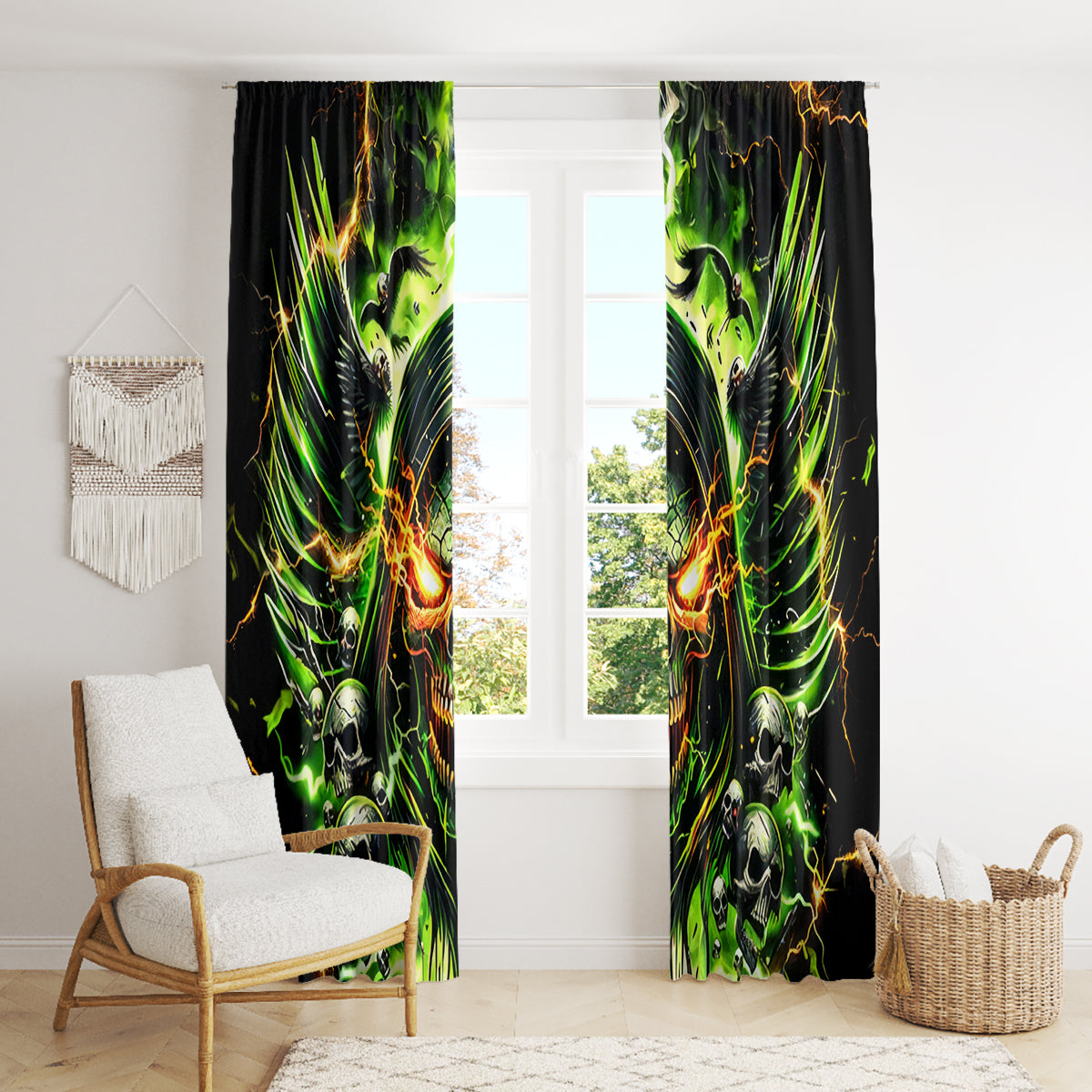Doule Skull Window Curtain Angel To Some Demon To Most
