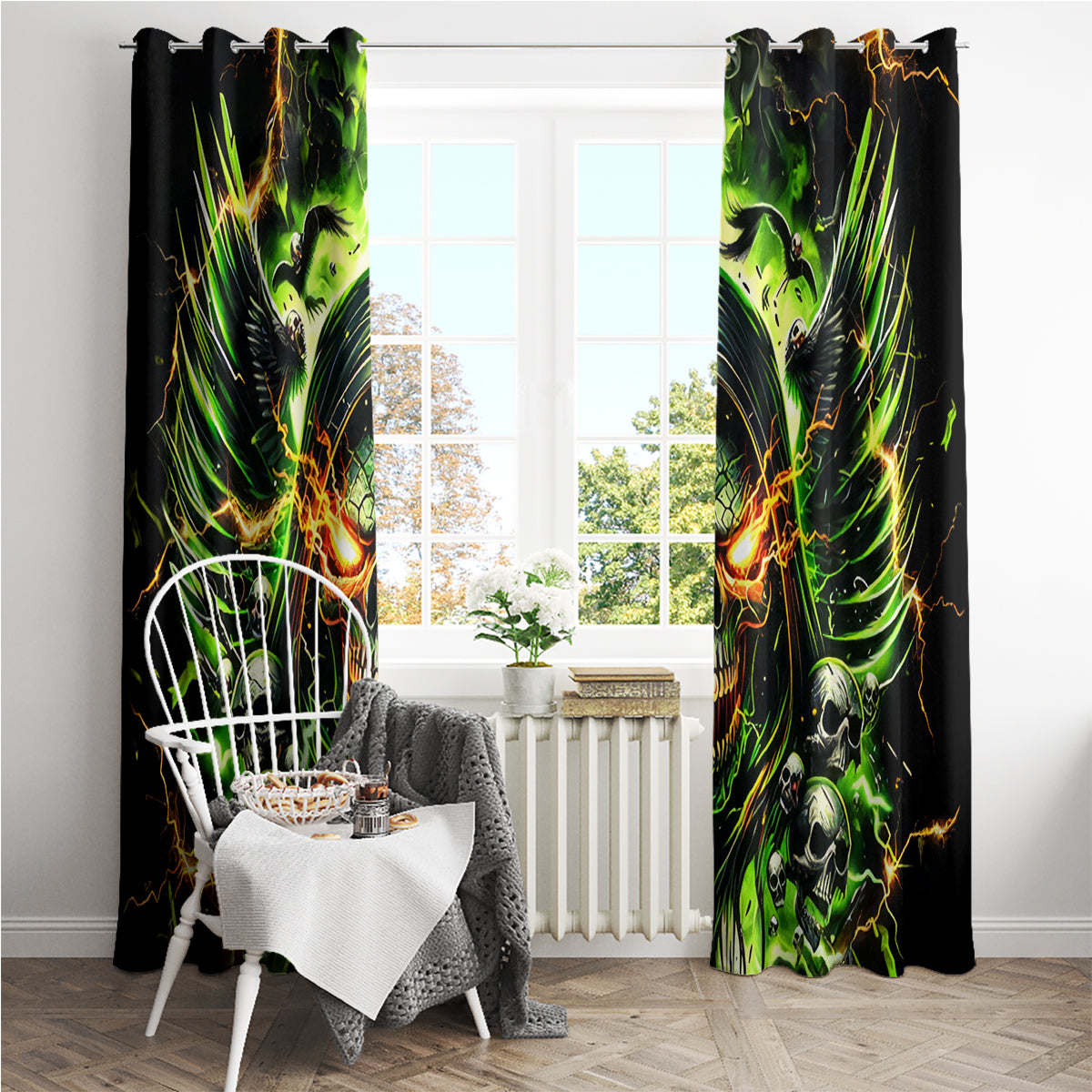 Doule Skull Window Curtain Angel To Some Demon To Most