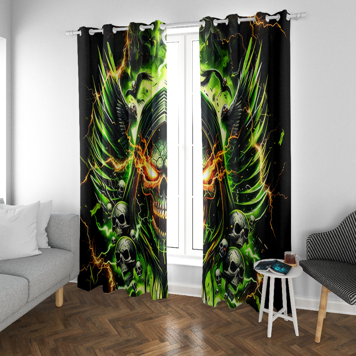 Doule Skull Window Curtain Angel To Some Demon To Most