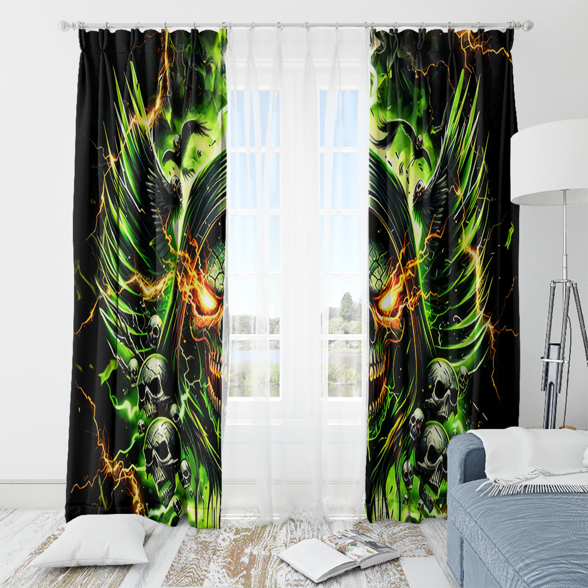 Doule Skull Window Curtain Angel To Some Demon To Most