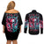 Couple Skull Couples Matching Off Shoulder Short Dress and Long Sleeve Button Shirt She Was And Angel Craving Chaos Demon Seeking Peace
