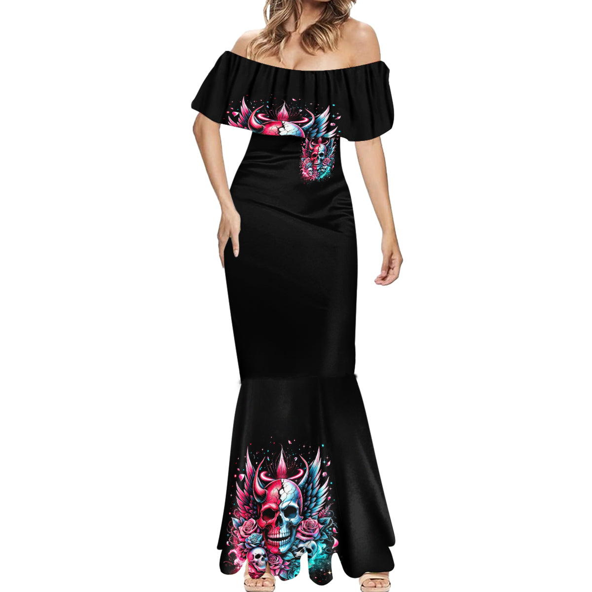 Couple Skull Mermaid Dress She Was And Angel Craving Chaos Demon Seeking Peace