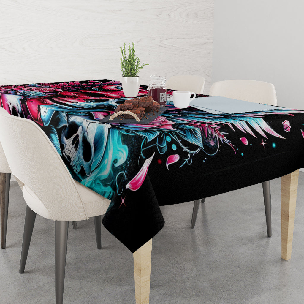 Couple Skull Tablecloth She Was And Angel Craving Chaos Demon Seeking Peace