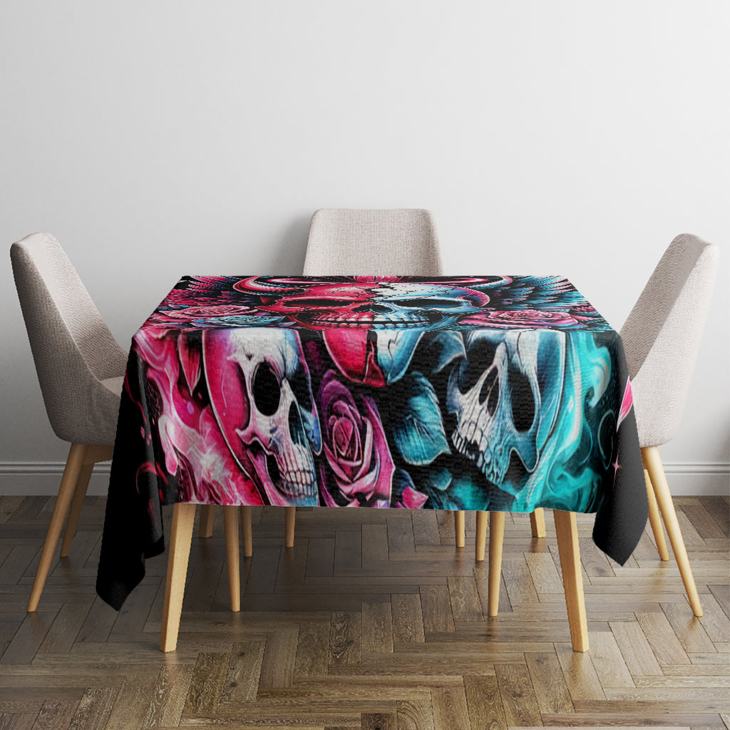Couple Skull Tablecloth She Was And Angel Craving Chaos Demon Seeking Peace
