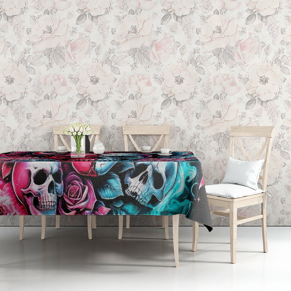 Couple Skull Tablecloth She Was And Angel Craving Chaos Demon Seeking Peace