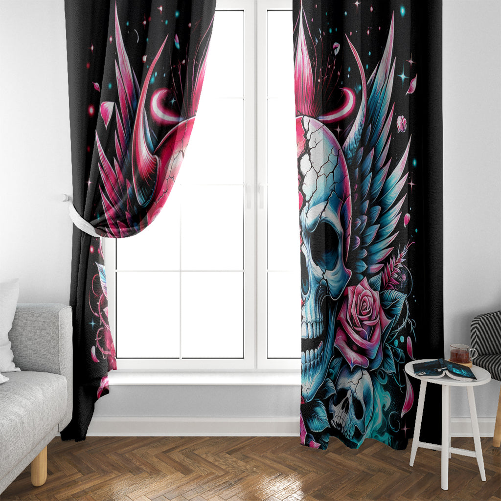 Couple Skull Window Curtain She Was And Angel Craving Chaos Demon Seeking Peace