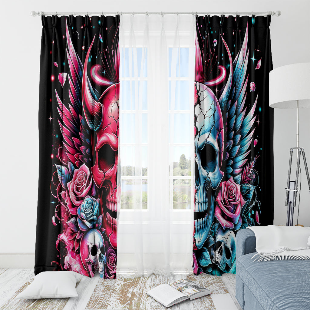 Couple Skull Window Curtain She Was And Angel Craving Chaos Demon Seeking Peace