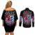 Flame Skull Couples Matching Off Shoulder Short Dress and Long Sleeve Button Shirt I'm Not Anti Social I'm Just Not User Friendly