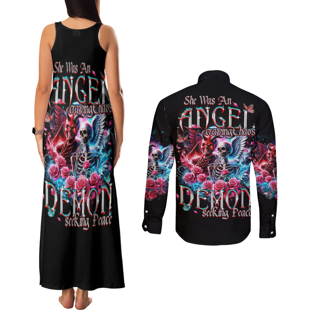 Flame Skull Couples Matching Tank Maxi Dress and Long Sleeve Button Shirt I'm Not Anti Social I'm Just Not User Friendly