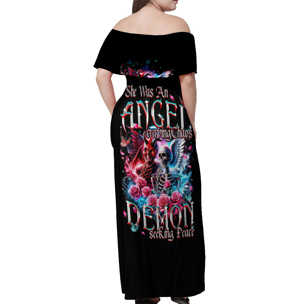 Flame Skull Off Shoulder Maxi Dress I'm Not Anti Social I'm Just Not User Friendly