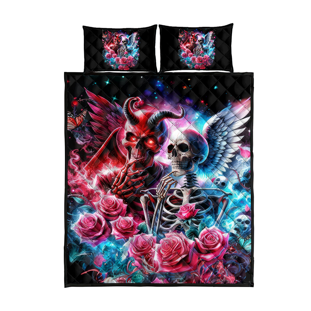 Flame Skull Quilt Bed Set I'm Not Anti Social I'm Just Not User Friendly