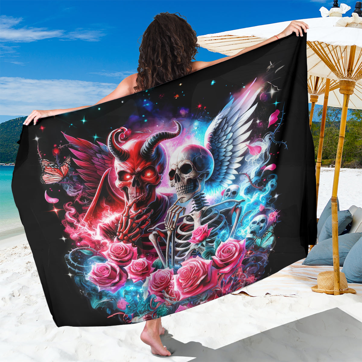 Flame Skull Sarong I'm Not Anti Social I'm Just Not User Friendly