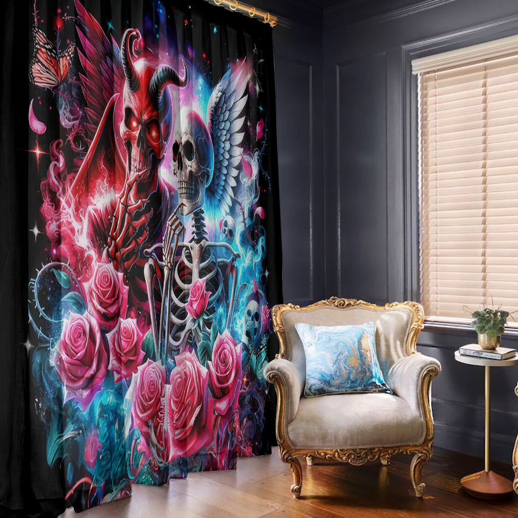 Flame Skull Window Curtain I'm Not Anti Social I'm Just Not User Friendly