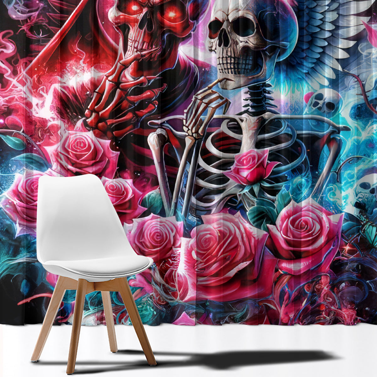 Flame Skull Window Curtain I'm Not Anti Social I'm Just Not User Friendly