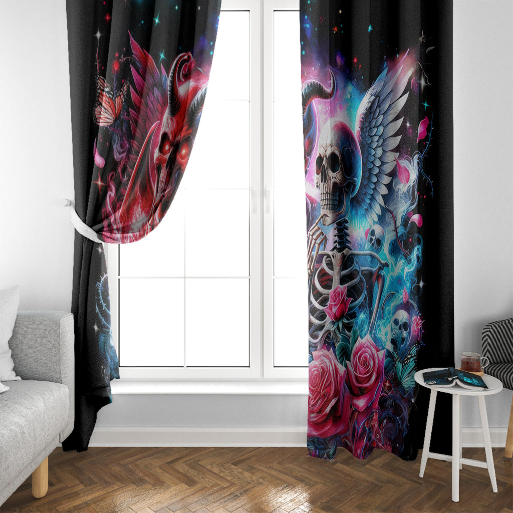 Flame Skull Window Curtain I'm Not Anti Social I'm Just Not User Friendly