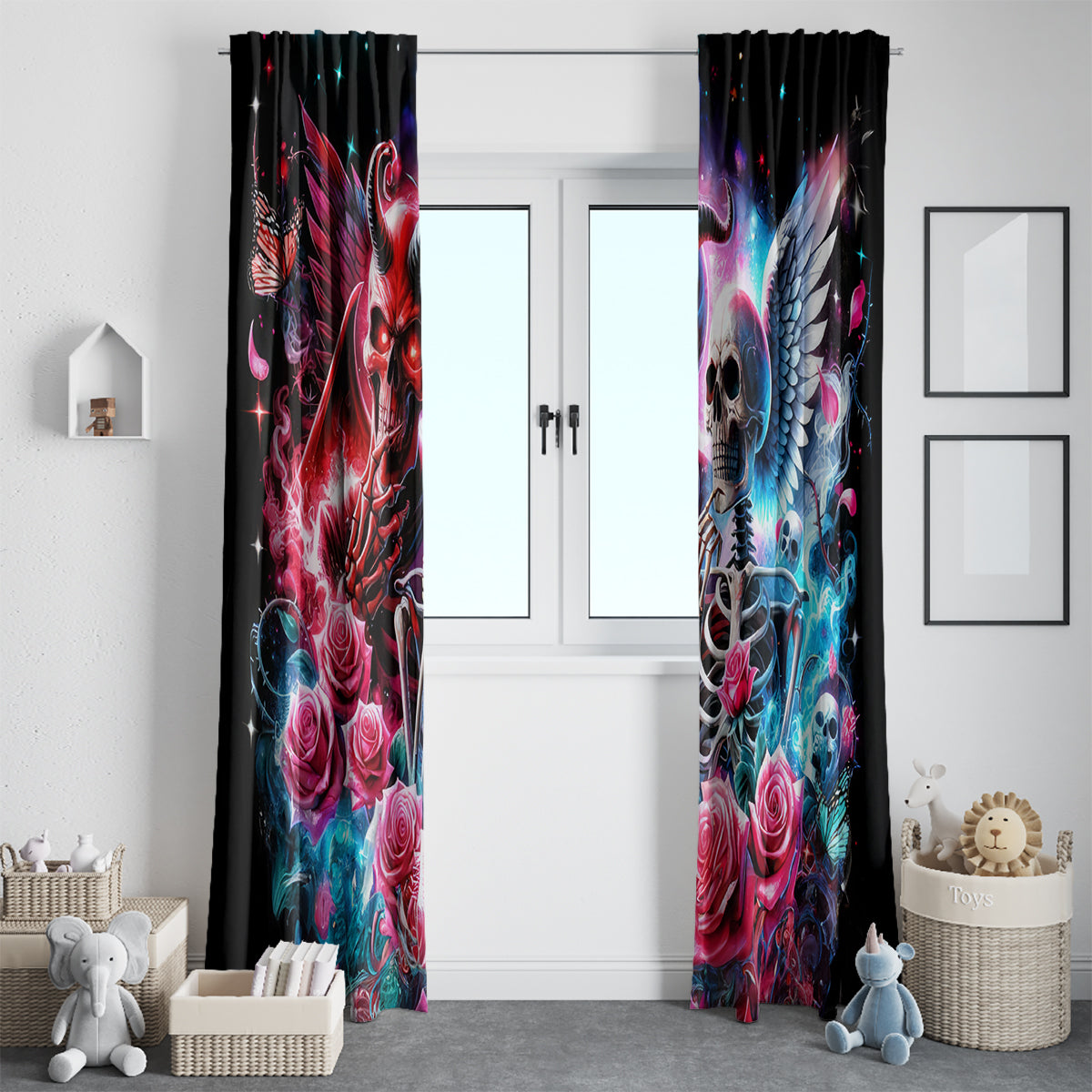 Flame Skull Window Curtain I'm Not Anti Social I'm Just Not User Friendly