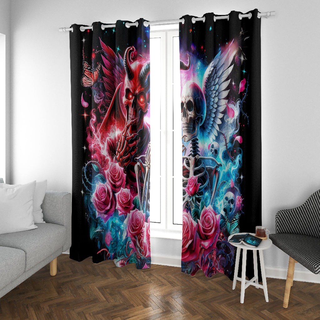 Flame Skull Window Curtain I'm Not Anti Social I'm Just Not User Friendly