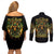 Rose Skull Couples Matching Off Shoulder Short Dress and Long Sleeve Button Shirt Don't Try Figure Me out