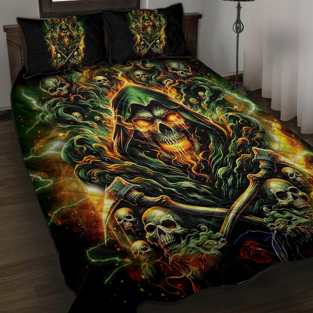 Rose Skull Quilt Bed Set Don't Try Figure Me out